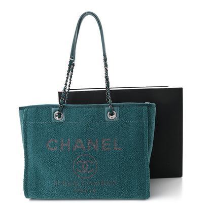 Chanel Lurex Boucle Small Deauville Tote Turquoise 12 of 12