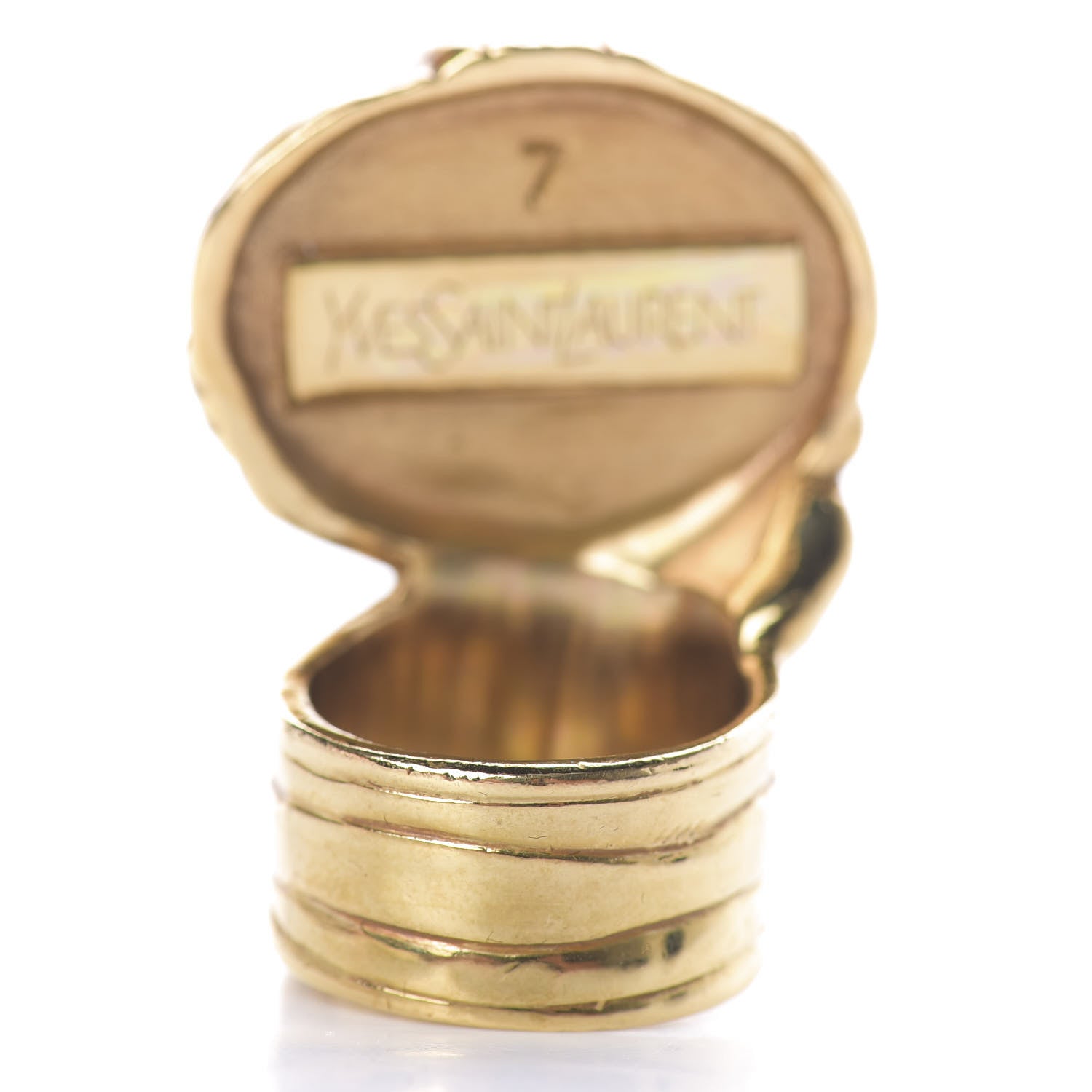 Saint Laurent Glass Cabochon Arty Ovale Ring 7 Gold Red 3 of 4