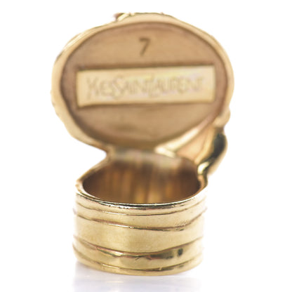 Saint Laurent Glass Cabochon Arty Ovale Ring 7 Gold Red 3 of 4