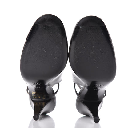 Chanel Lambskin Cap Toe CC Slingback Heels 38.5 Grey Black 7 of 13