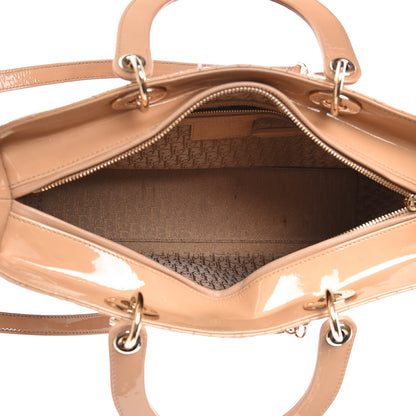 Christian Dior Patent Cannage Large Lady Dior Dark Beige 5 of 16