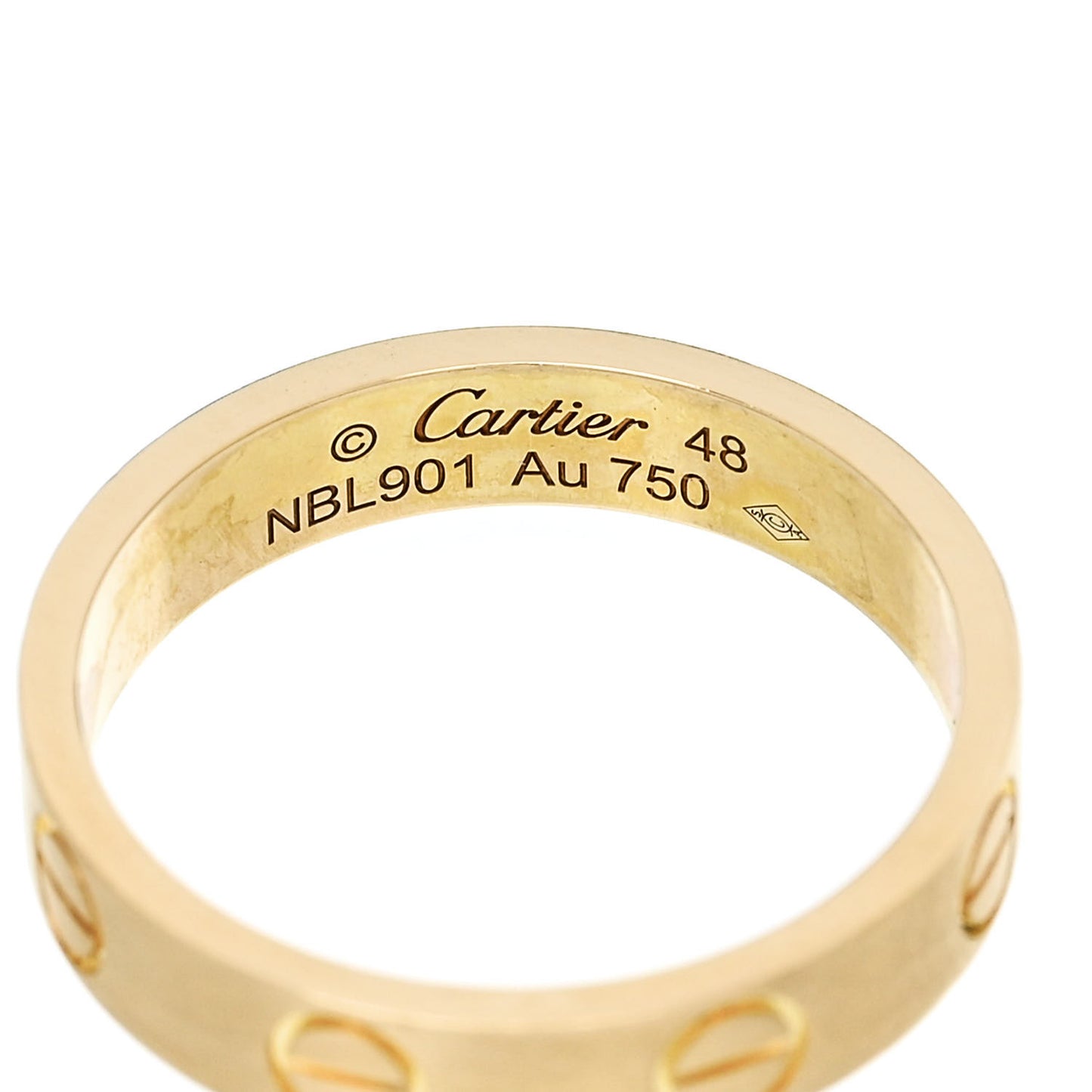 18K Yellow Gold 3.5mm Brushed Finish LOVE Wedding Band Ring 48 4.5