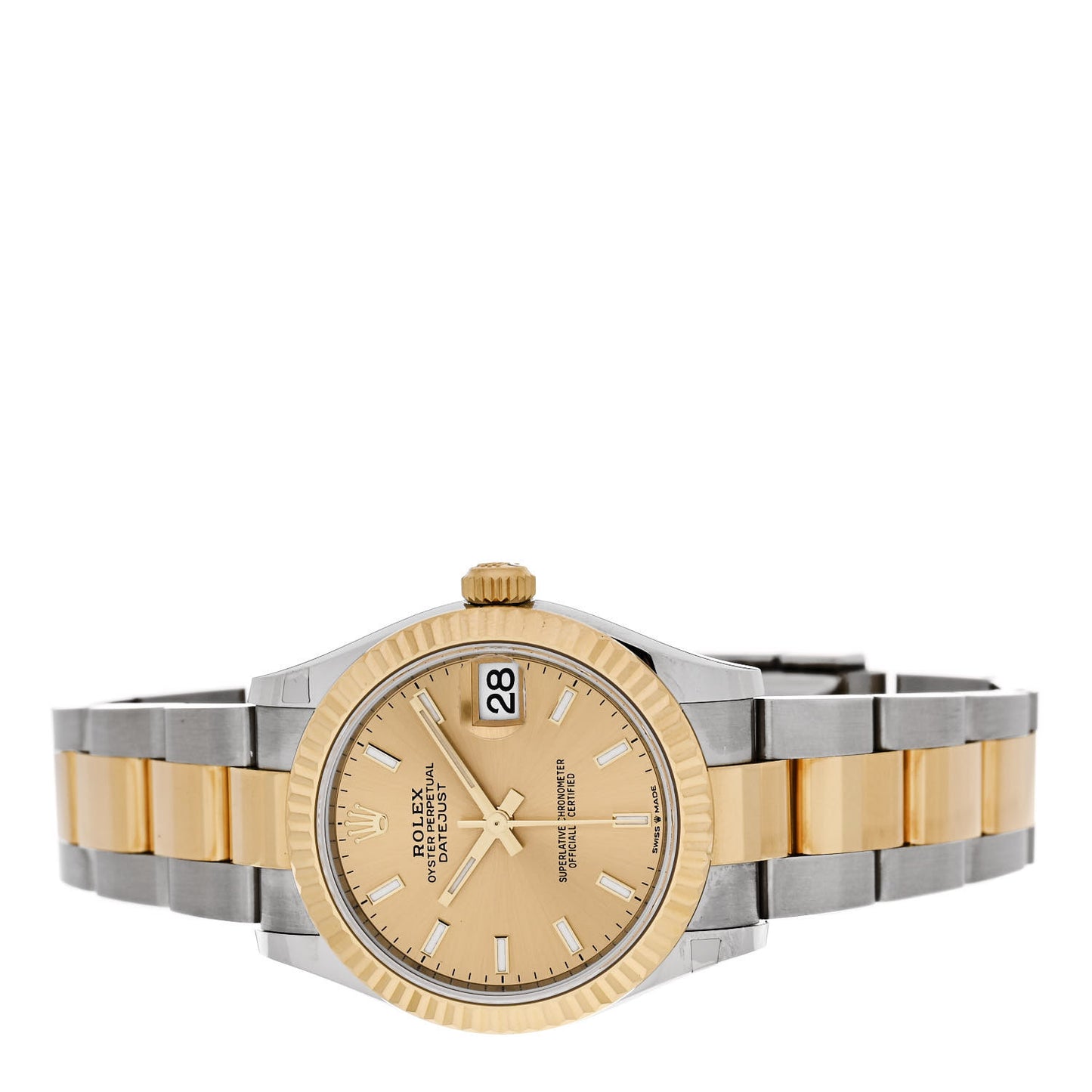 Stainless Steel 18K Yellow Gold 31mm Oyster Perpetual Datejust Watch Champagne 278273