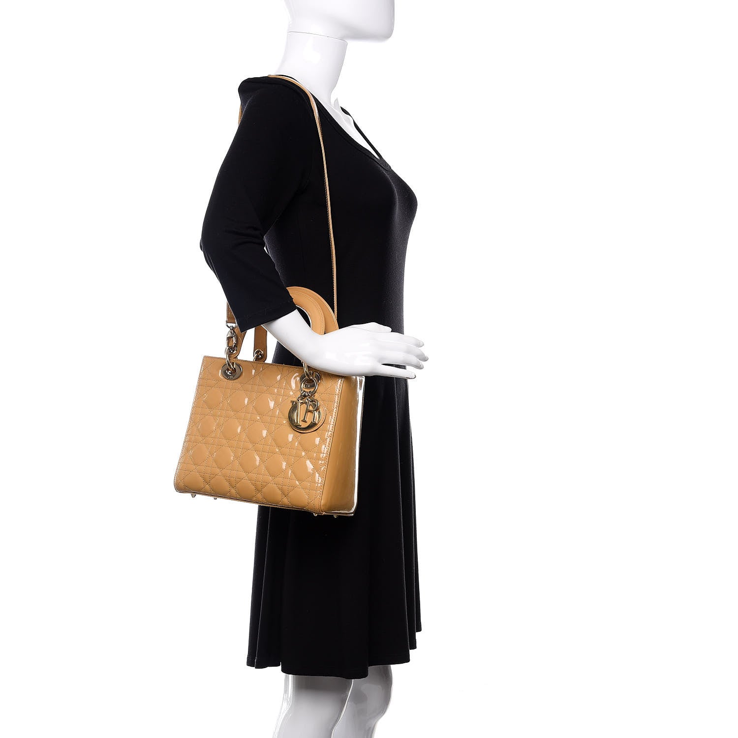 Christian Dior Patent Cannage Medium Lady Dior Beige 2 of 11