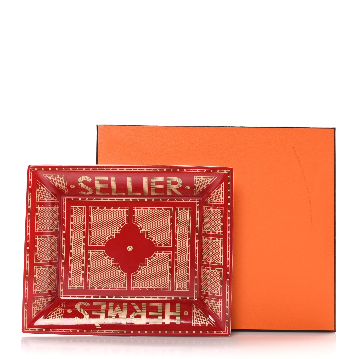 Hermes Porcelain Sellier Change Tray Rouge Or 6 of 6