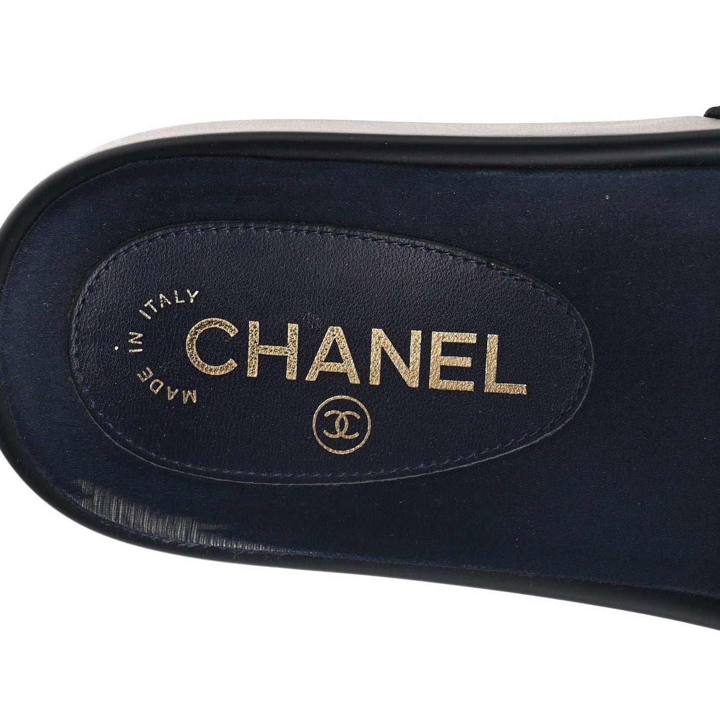 Satin Chain Flat Sandals 37 Marine