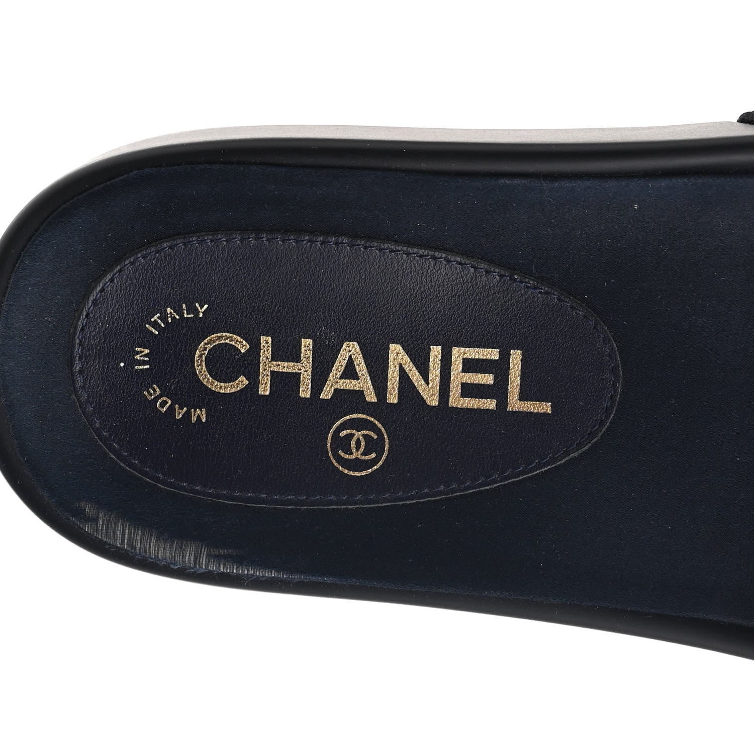 Chanel Satin Chain Flat Sandals 37 Marine 9 of 11