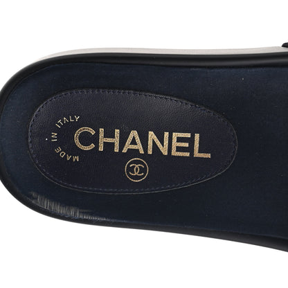 Chanel Satin Chain Flat Sandals 37 Marine 9 of 11