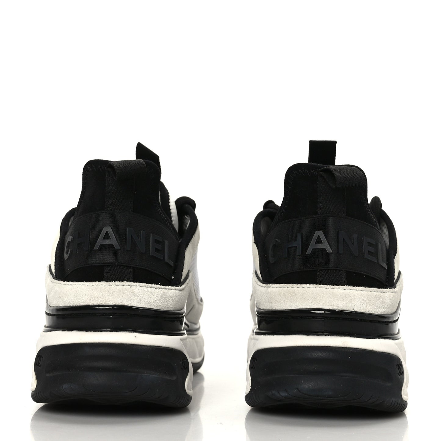 Velvet Calfskin Mixed Fibers CC Sneakers 38 White Black