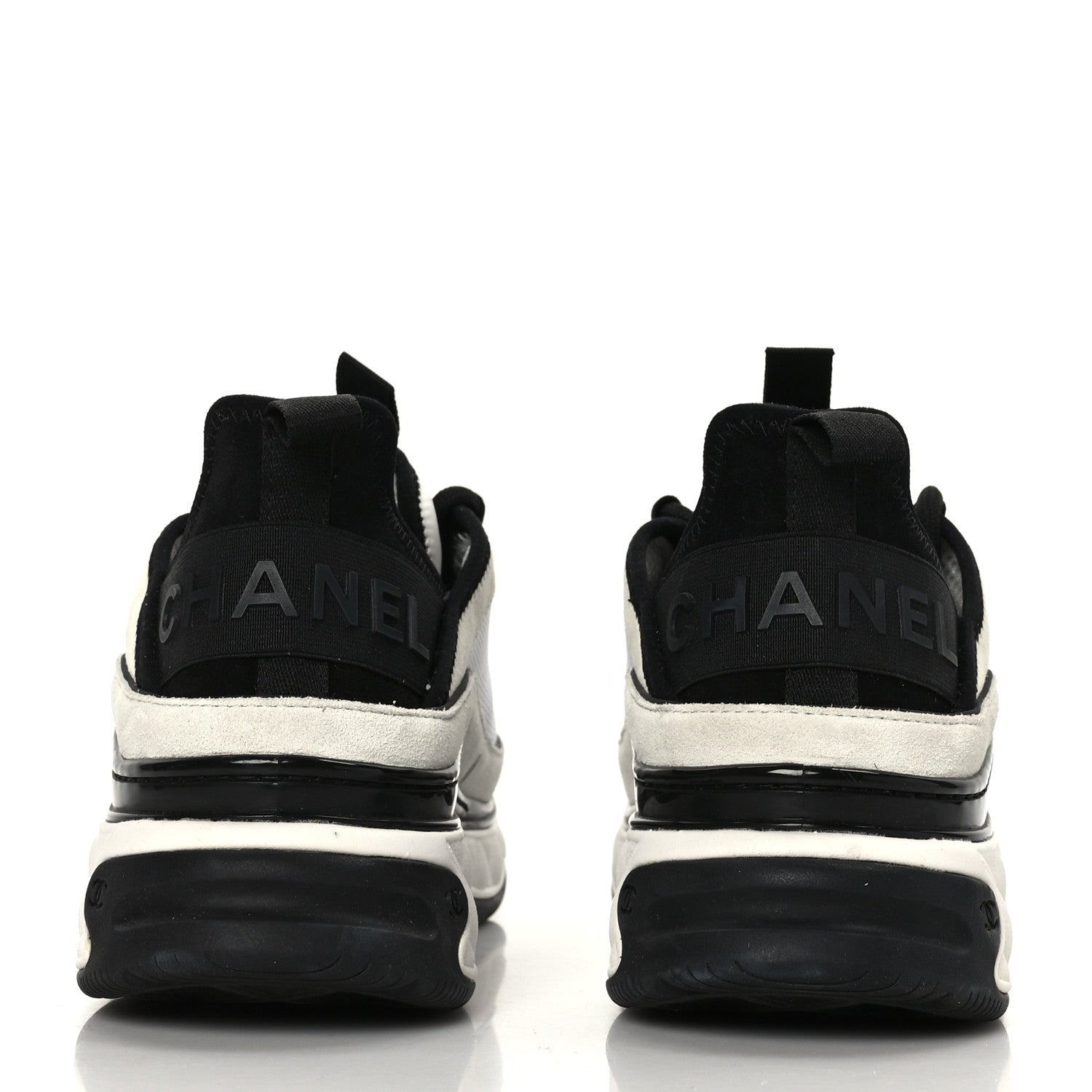 Chanel Velvet Calfskin Mixed Fibers CC Sneakers 38 White Black 5 of 10