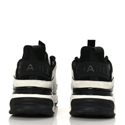 Chanel Velvet Calfskin Mixed Fibers CC Sneakers 38 White Black 5 of 10