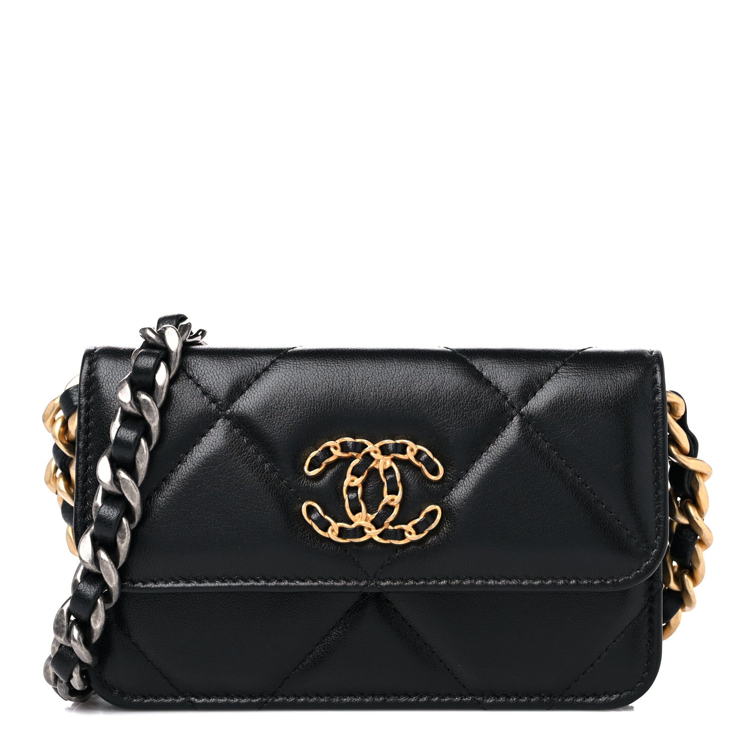 Chanel Lambskin Quilted Chanel 19 Clutch With Chain Black 1 of 10