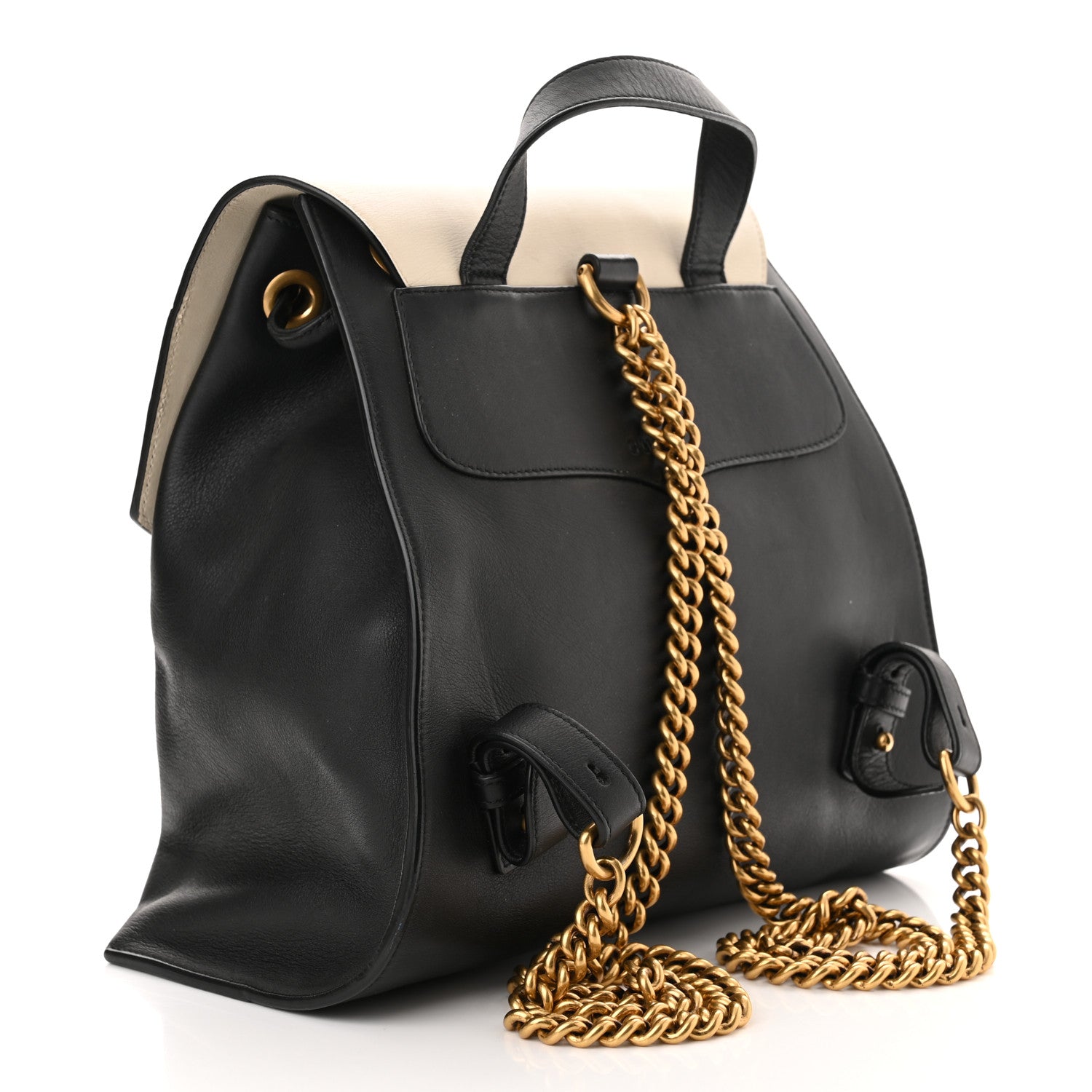 Gucci Calfskin Medium Malin Chain Backpack White Black Gold 3 of 10