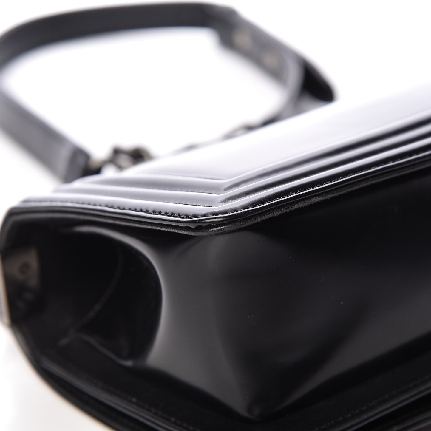 Glazed Calfskin Small Boy Flap Black