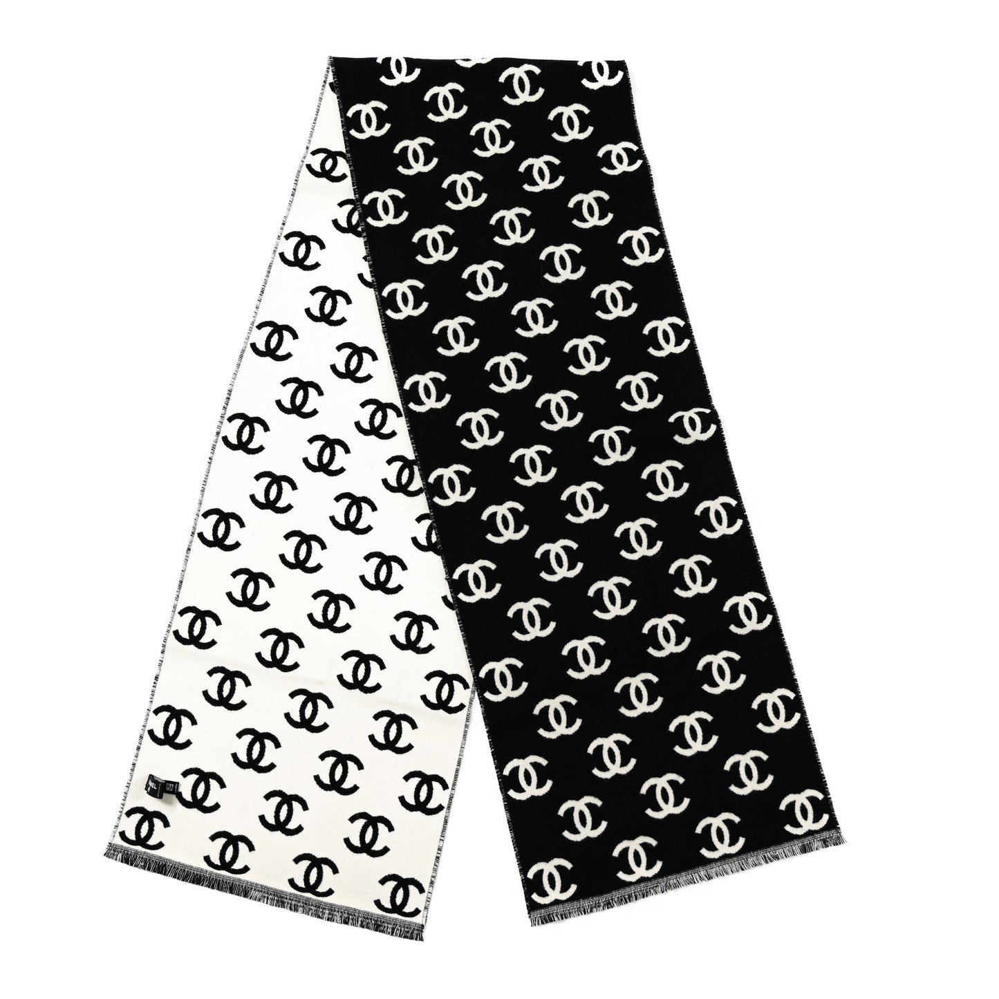 Wool Cashmere CC Scarf Black White