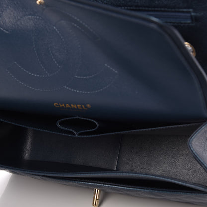 Chanel Metallic Caviar Jumbo Double Flap Blue 7 of 9