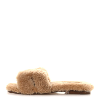 Hermes Woolskin Oran Sandals 36 Beige Argile 1 of 10