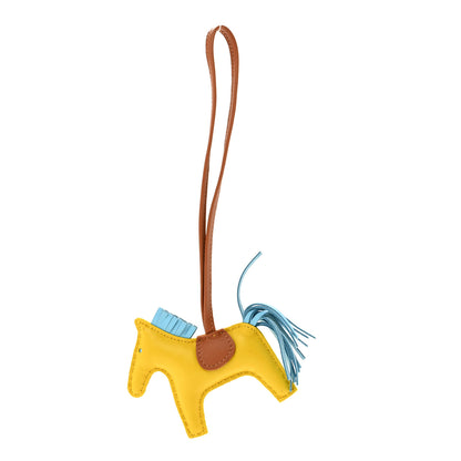 Hermes Milo Lambskin Grigri Rodeo Horse Bag Charm PM Jaune De Naples Celeste Gold 1 of 5