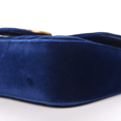 Gucci Velvet Matelasse Mini GG Marmont Shoulder Bag Cobalt Blue 8 of 9