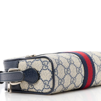 Gucci GG Supreme Monogram Textured Dollar Calfskin Web Mini Ophidia Shoulder Bag Beige Blue 9 of 10