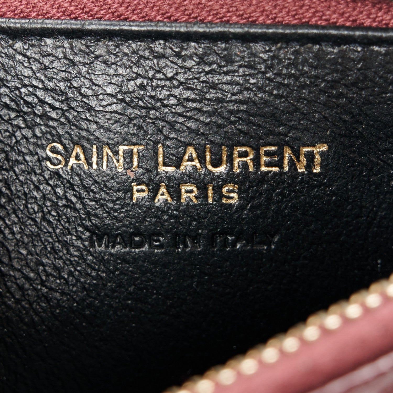 Saint Laurent Monogram Grain de Poudre 5 Fragments Zip Pouch Card Holder Palissandre 6 of 8