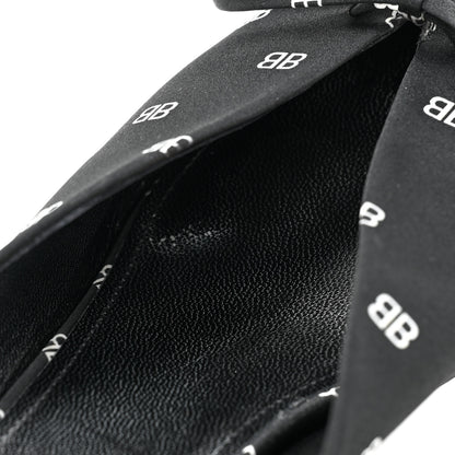 Balenciaga Crepe Satin BB Printed Knife Pointed Toe 40mm Mules 40 Black White 9 of 12