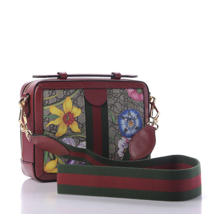Gucci GG Supreme Monogram Flora Web Small Ophidia Top Handle Shoulder Bag Hibiscus Red 3 of 10