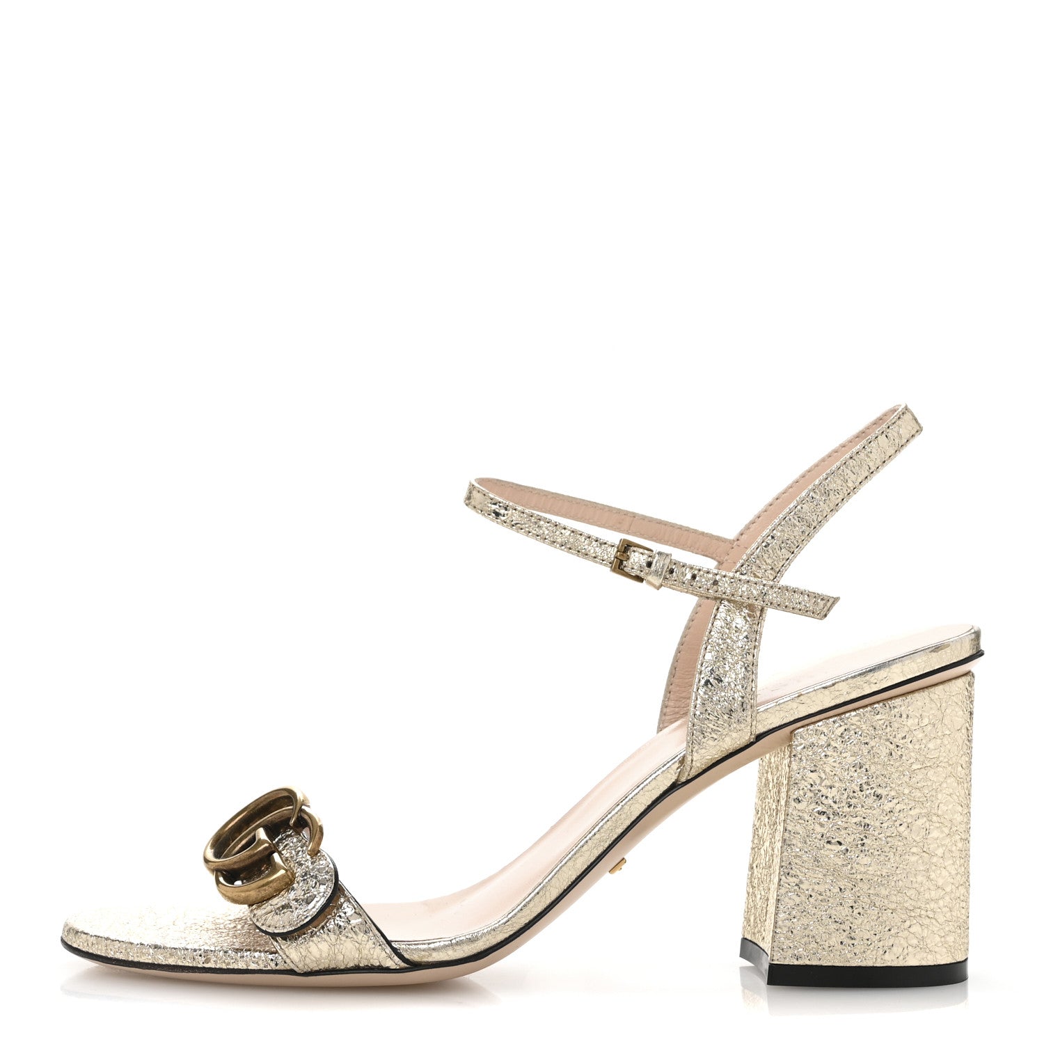 Gucci Galassia GG Marmont Ankle Wrap 75mm Sandals 39 Platino 1 of 10