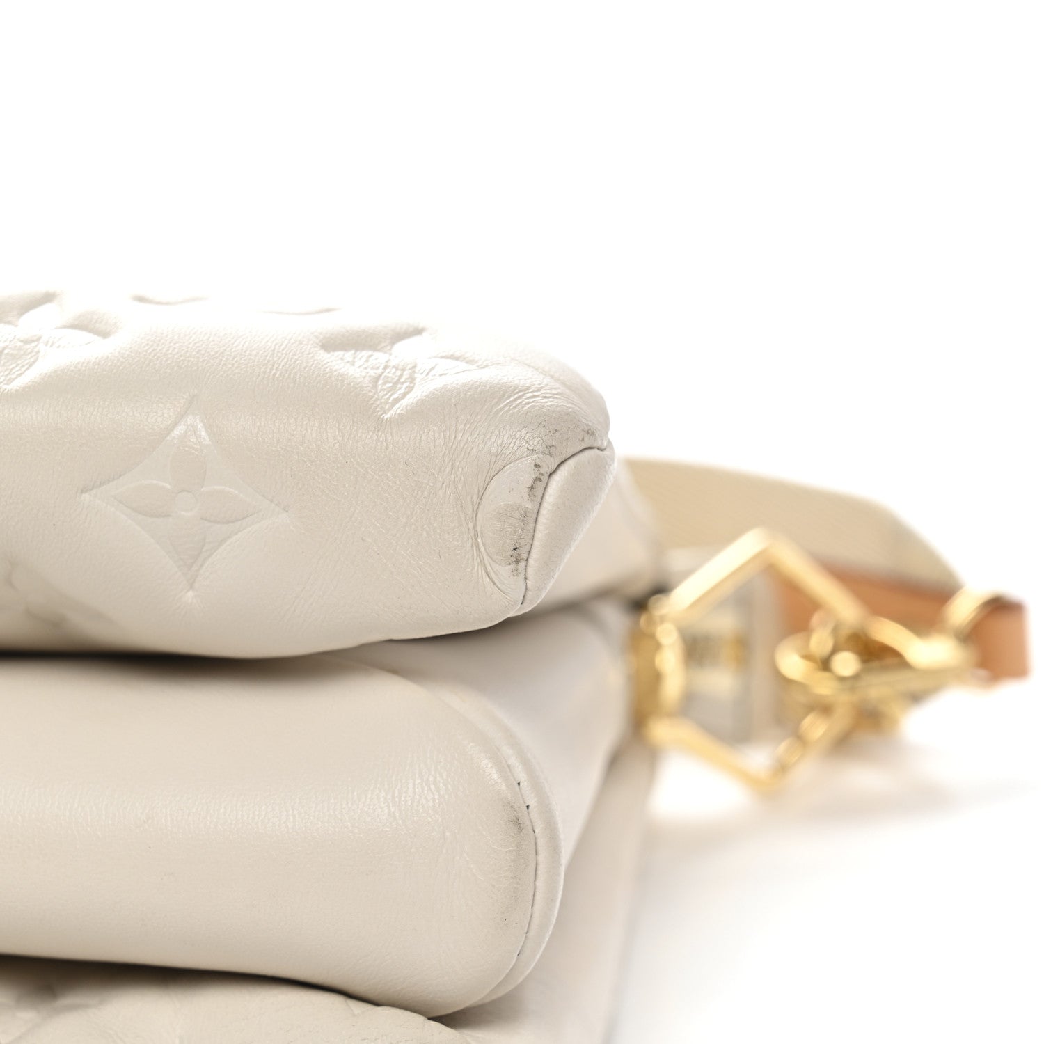Louis Vuitton Lambskin Embossed Monogram Coussin PM Beige Cream 11 of 12