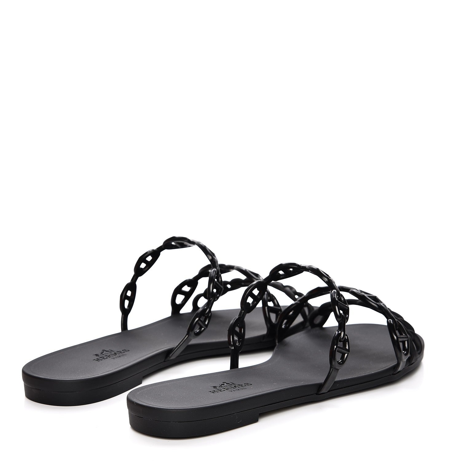 Hermes Rubber Chaine d'Ancre Rivage Sandals 37 Black 4 of 8