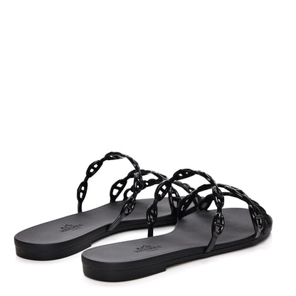 Hermes Rubber Chaine d'Ancre Rivage Sandals 37 Black 4 of 8