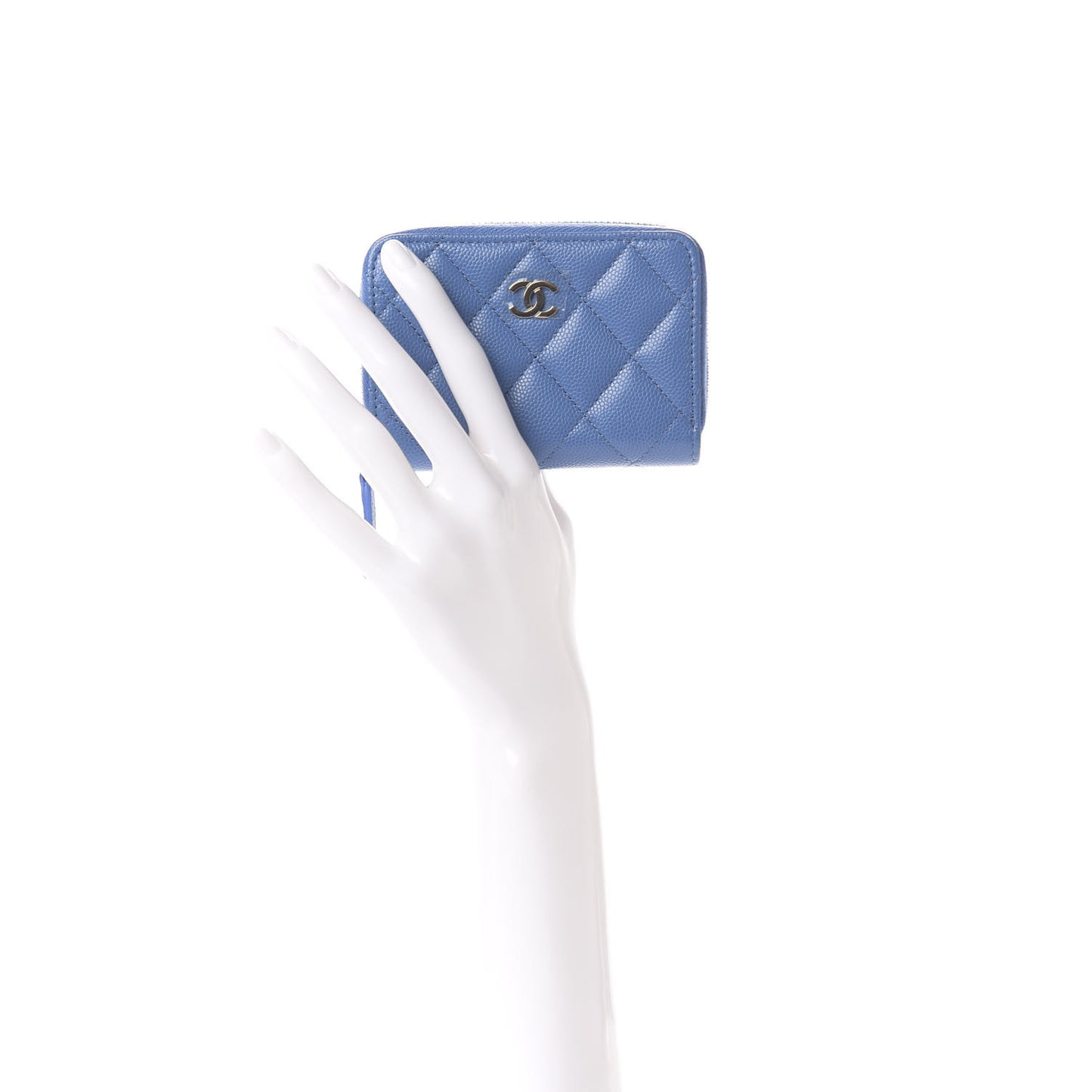 Caviar Quilted Zip Coin Purse Blue