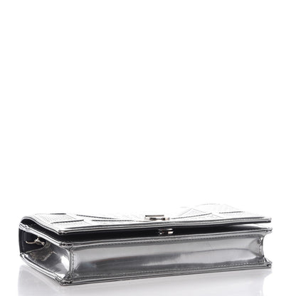 Christian Dior Metallic Patent Micro-Cannage Diorama Wallet on Chain Pouch Silver 4 of 8
