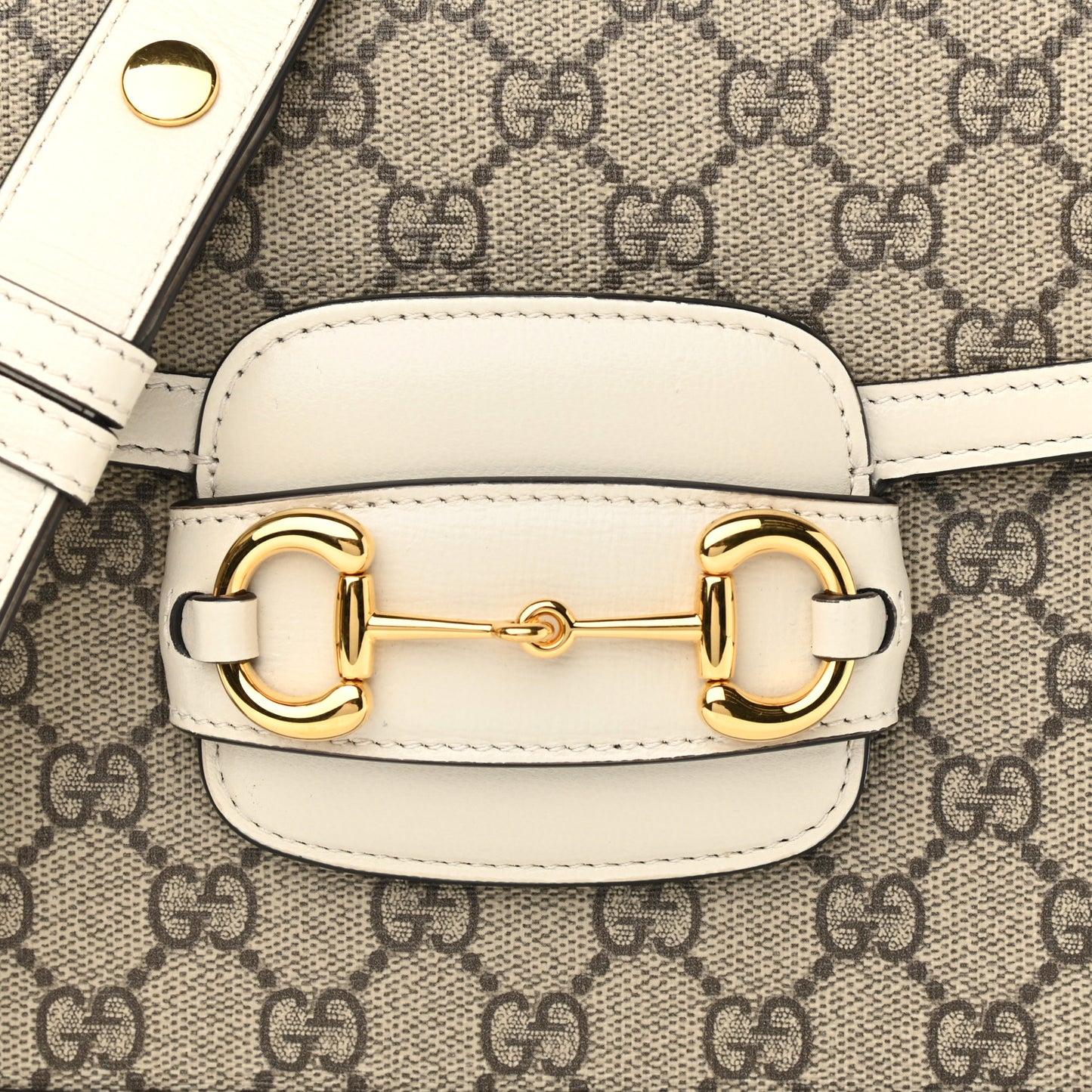 GG Supreme Monogram Horsebit 1955 Shoulder Bag Beige Mystic White