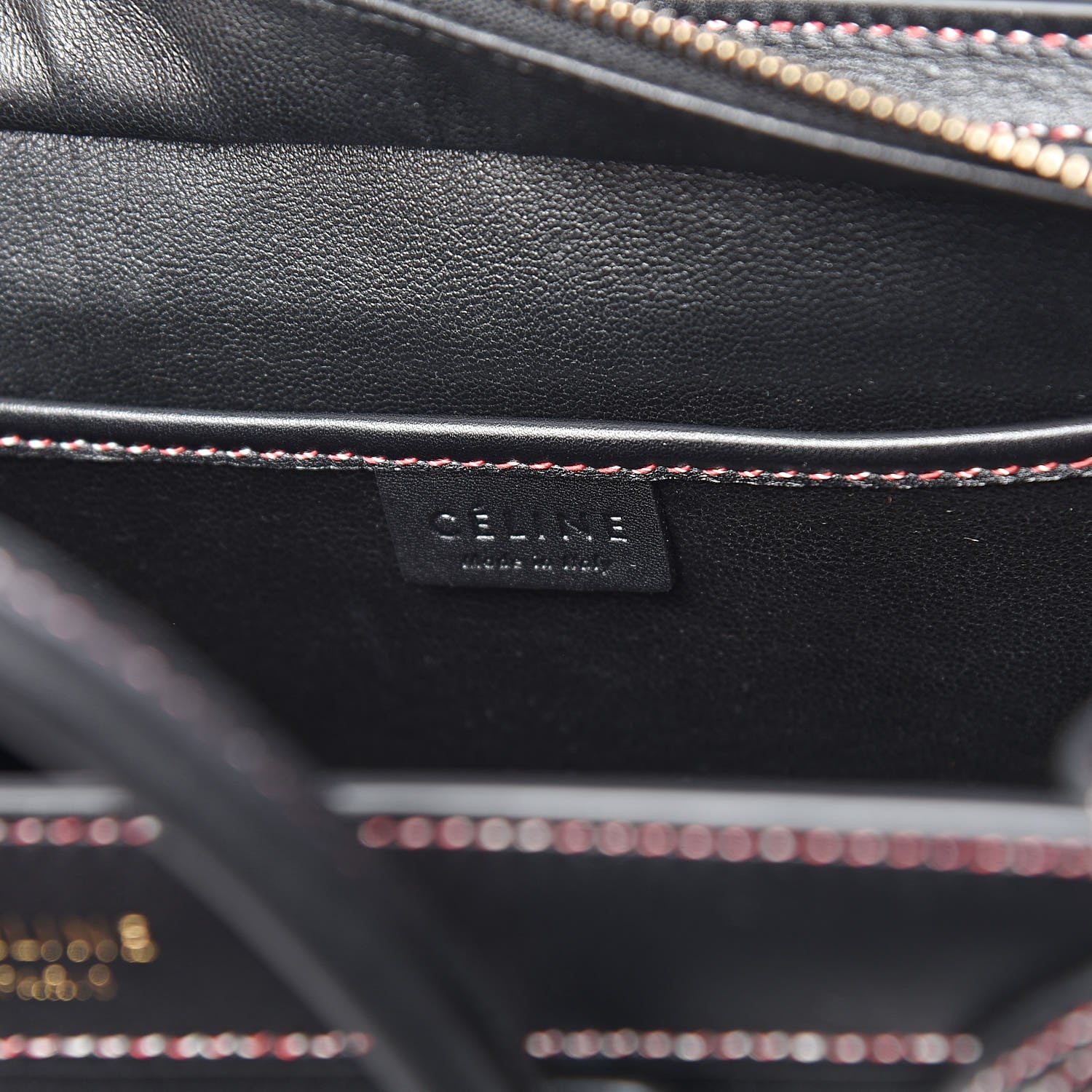 Celine Smooth Calfskin Multicolor Stitch Nano Luggage Black 6 of 13