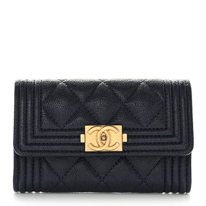 Chanel Caviar Quilted Boy Flap Card Holder Navy 1 of 9