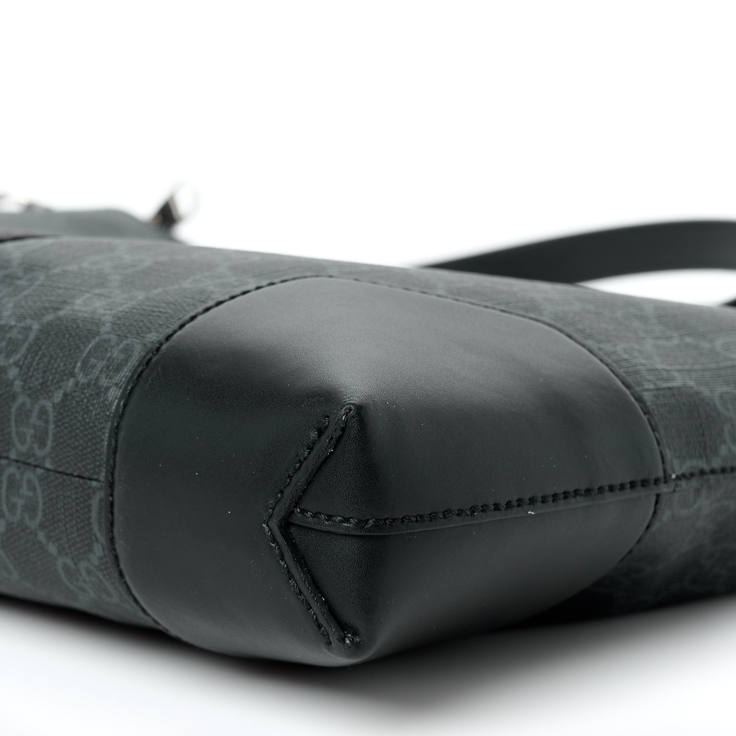 Gucci Soft GG Supreme Monogram Appia Calfskin Web East West Messenger Bag Black Grey 11 of 11
