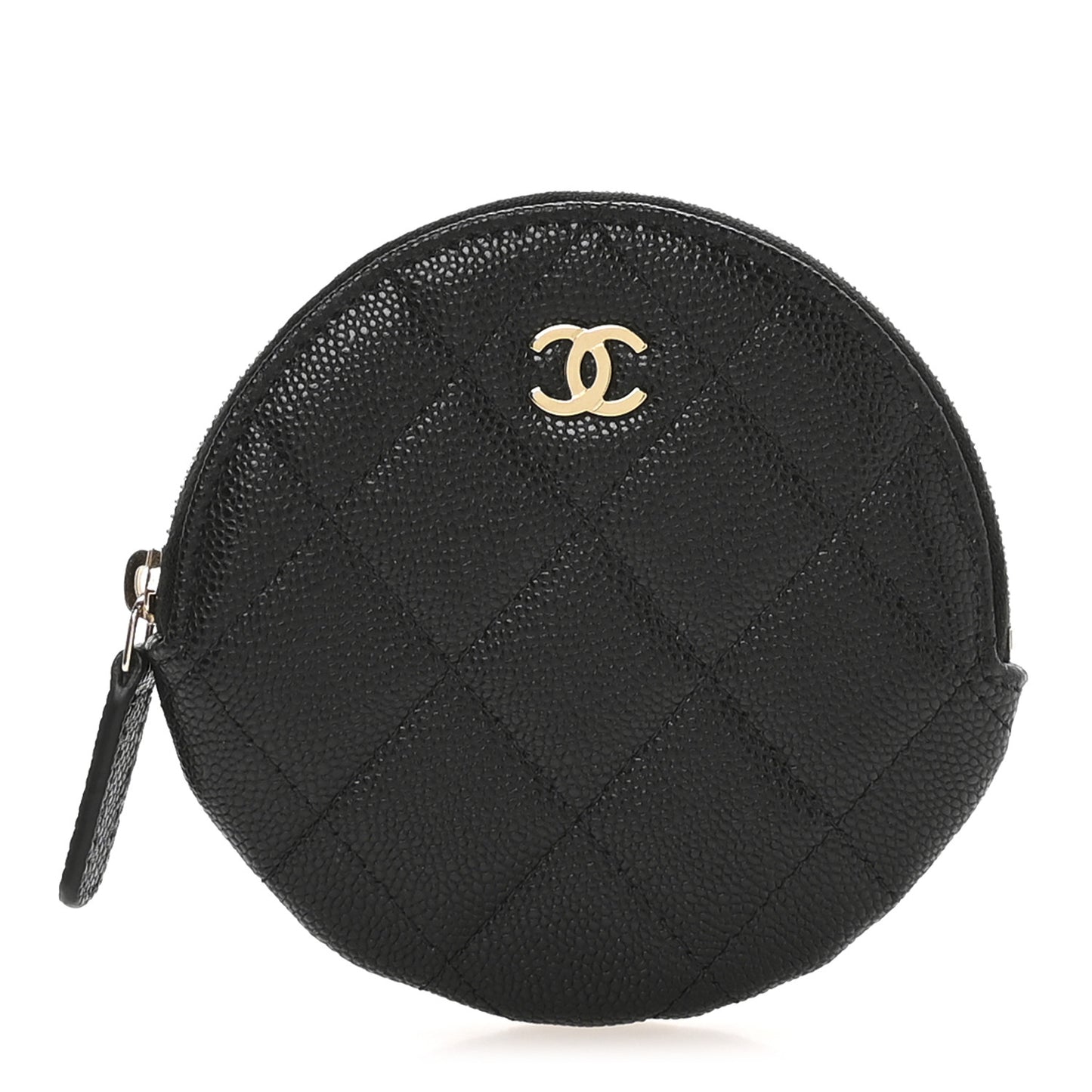 Caviar Quilted Zip Around Classic Coin Purse Black
