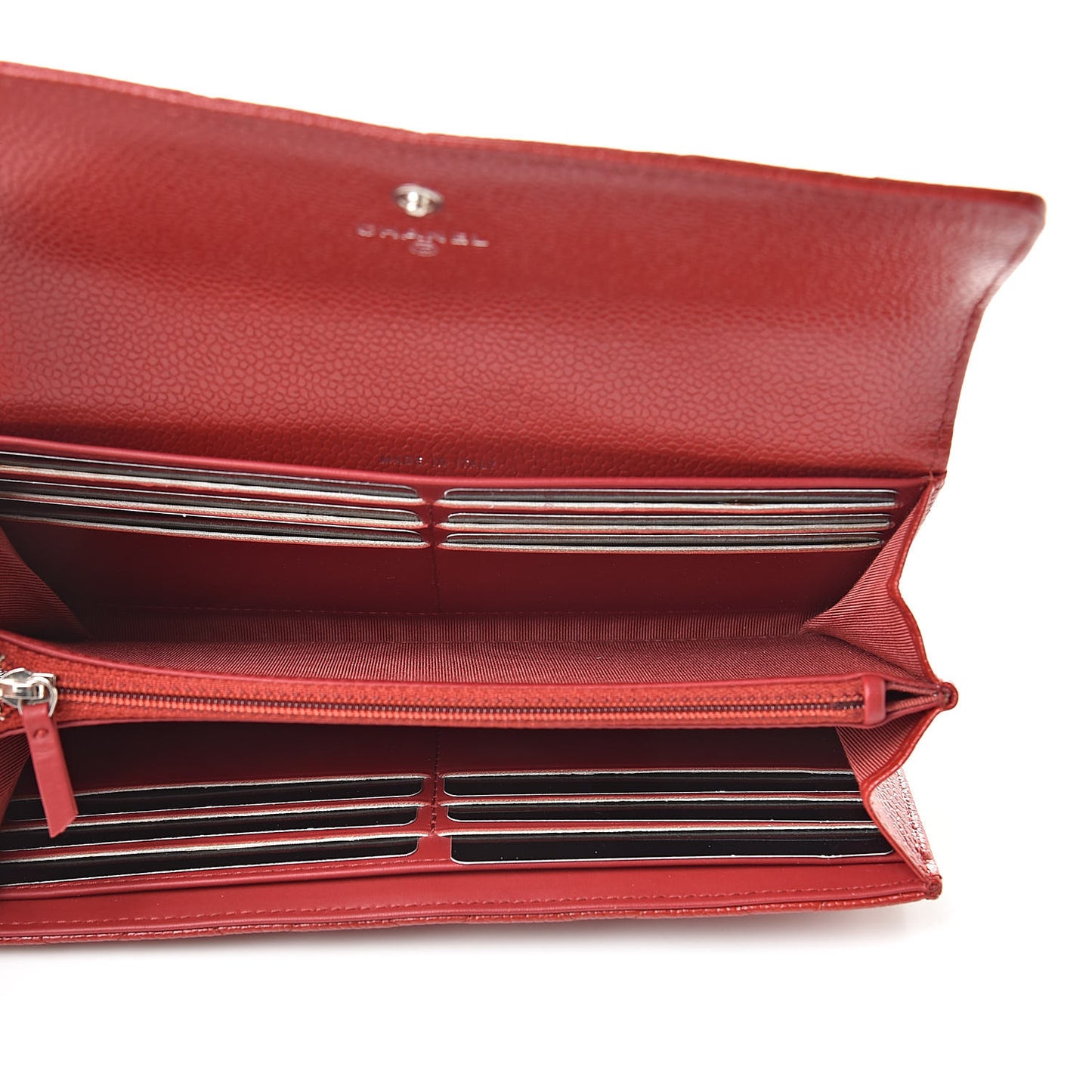 Caviar Quilted Large Gusset Flap Wallet Red