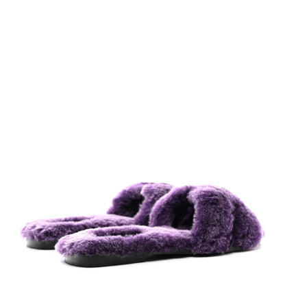 Hermes Woolskin Oran Sandals 38.5 Violet Fonce 4 of 8