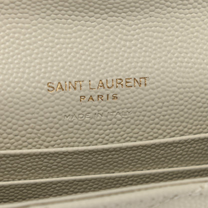 Saint Laurent Grain De Poudre Matelasse Chevron Small Monogram Envelope Wallet Crema Soft 6 of 8