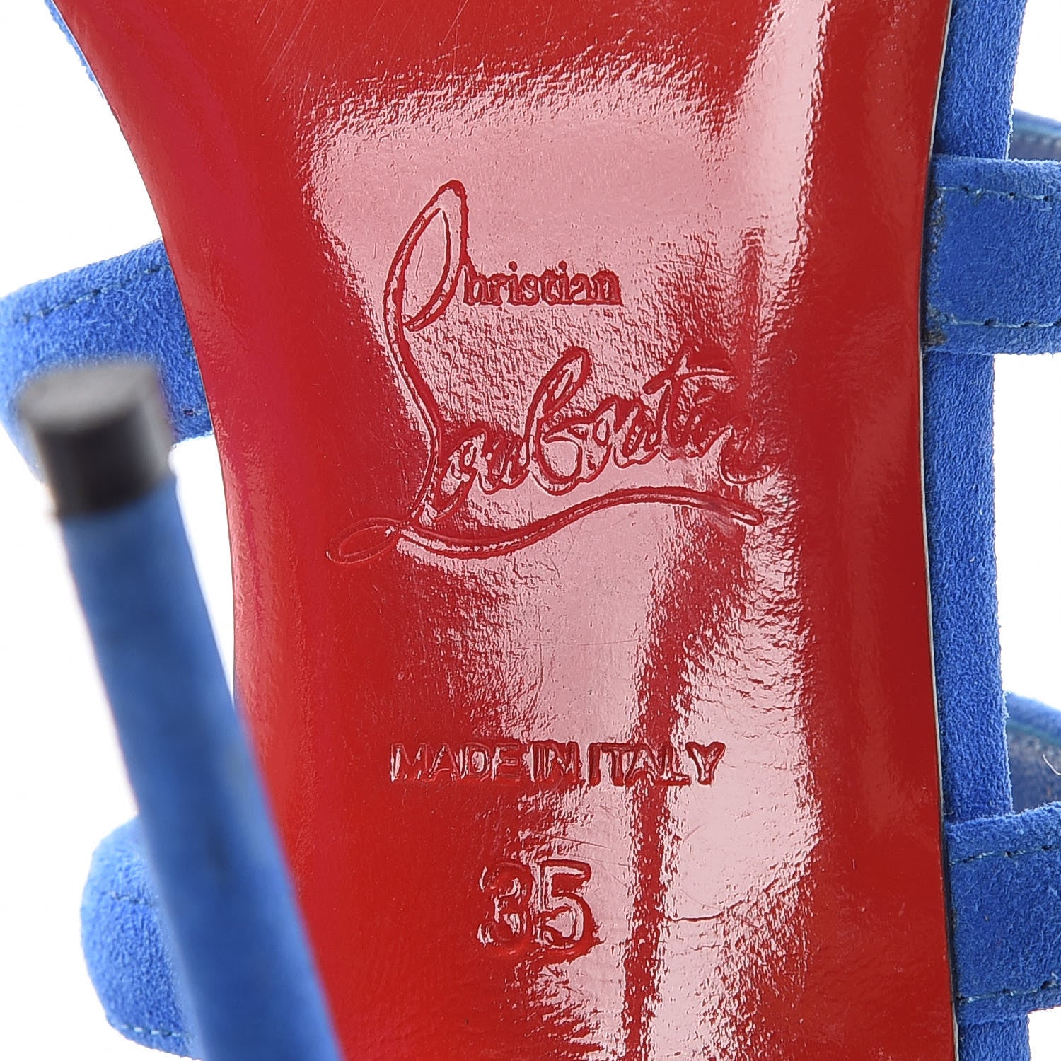 Christian Louboutin Suede Amazoulo 100 Lace Up Sandals 35 Electric 9 of 16
