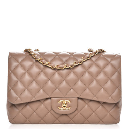 Chanel Lambskin Quilted Jumbo Single Flap Beige 1 of 9