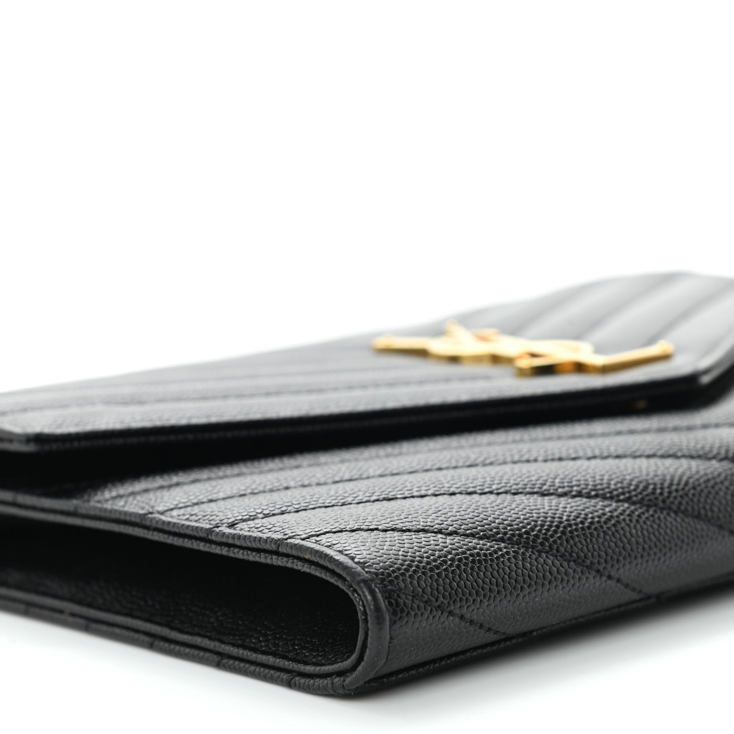 Grain De Poudre Matelasse Chevron Monogram Envelope Clutch Black
