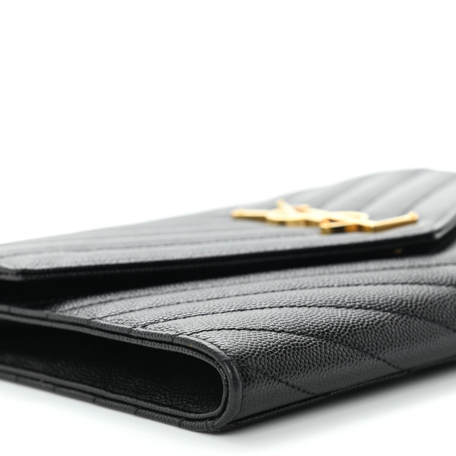 Saint Laurent Grain De Poudre Matelasse Chevron Monogram Envelope Clutch Black 8 of 10