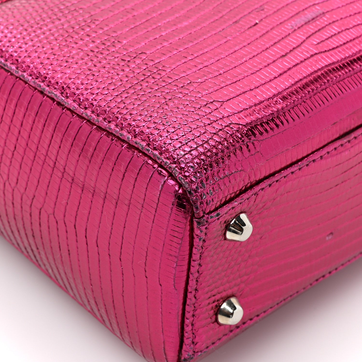 Christian Dior Metallic Lizard Mini Lady Dior Fuchsia 12 of 18