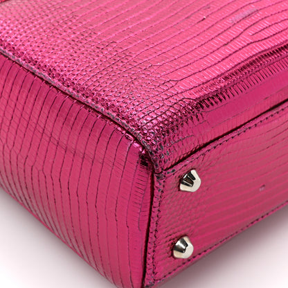 Christian Dior Metallic Lizard Mini Lady Dior Fuchsia 12 of 18