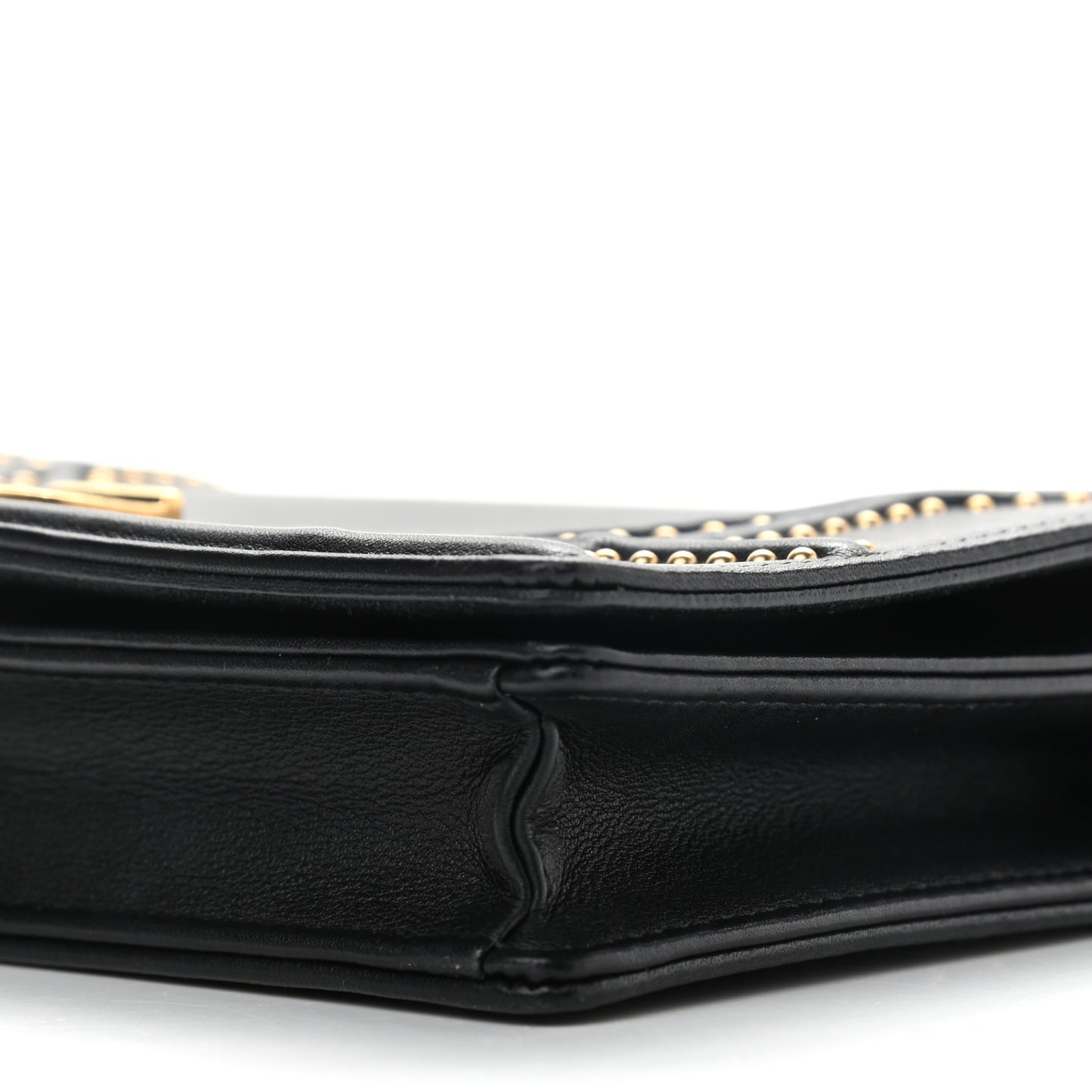 Lambskin Studded Micro Diorama Flap Bag Black
