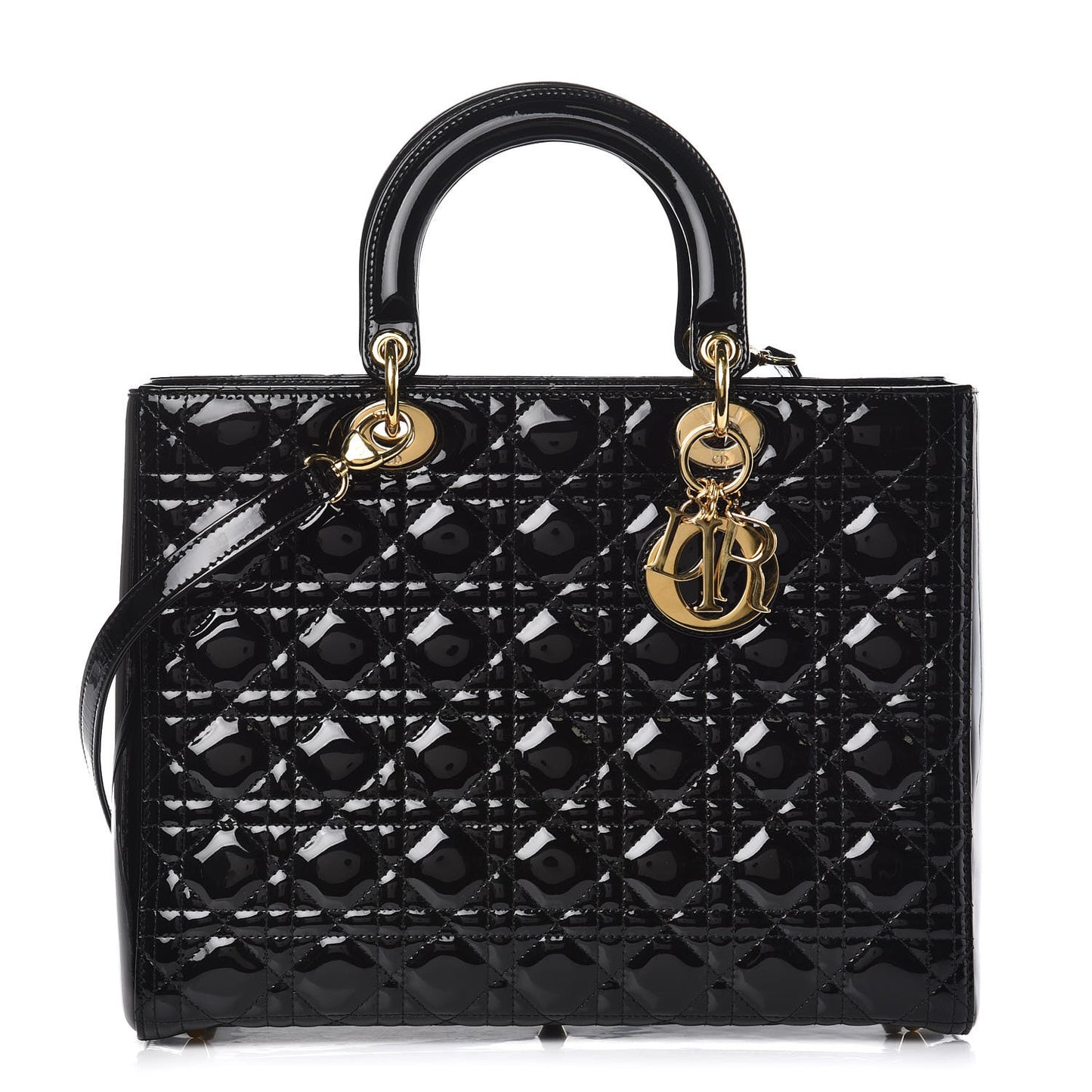 Patent Cannage Large Lady Dior Black