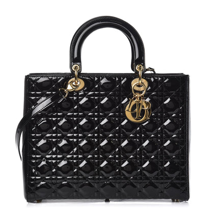Christian Dior Patent Cannage Large Lady Dior Black 1 of 9